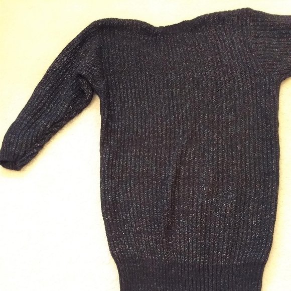 vintage 80s Benetton metallic chunky cable knit sweater dress NWOT - Picture 5 of 15